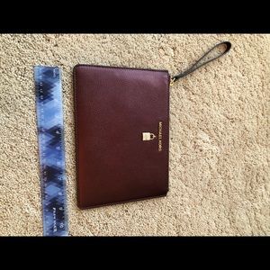 Michael Kors burgundy clutch wristlet leather